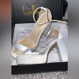 White satin heels